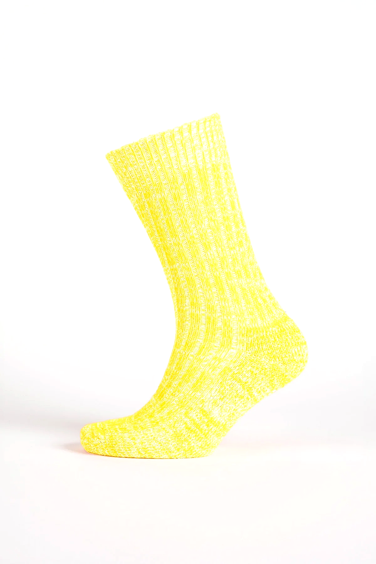 Cushioned Cotton Walking Sock - Canary Yellow/White