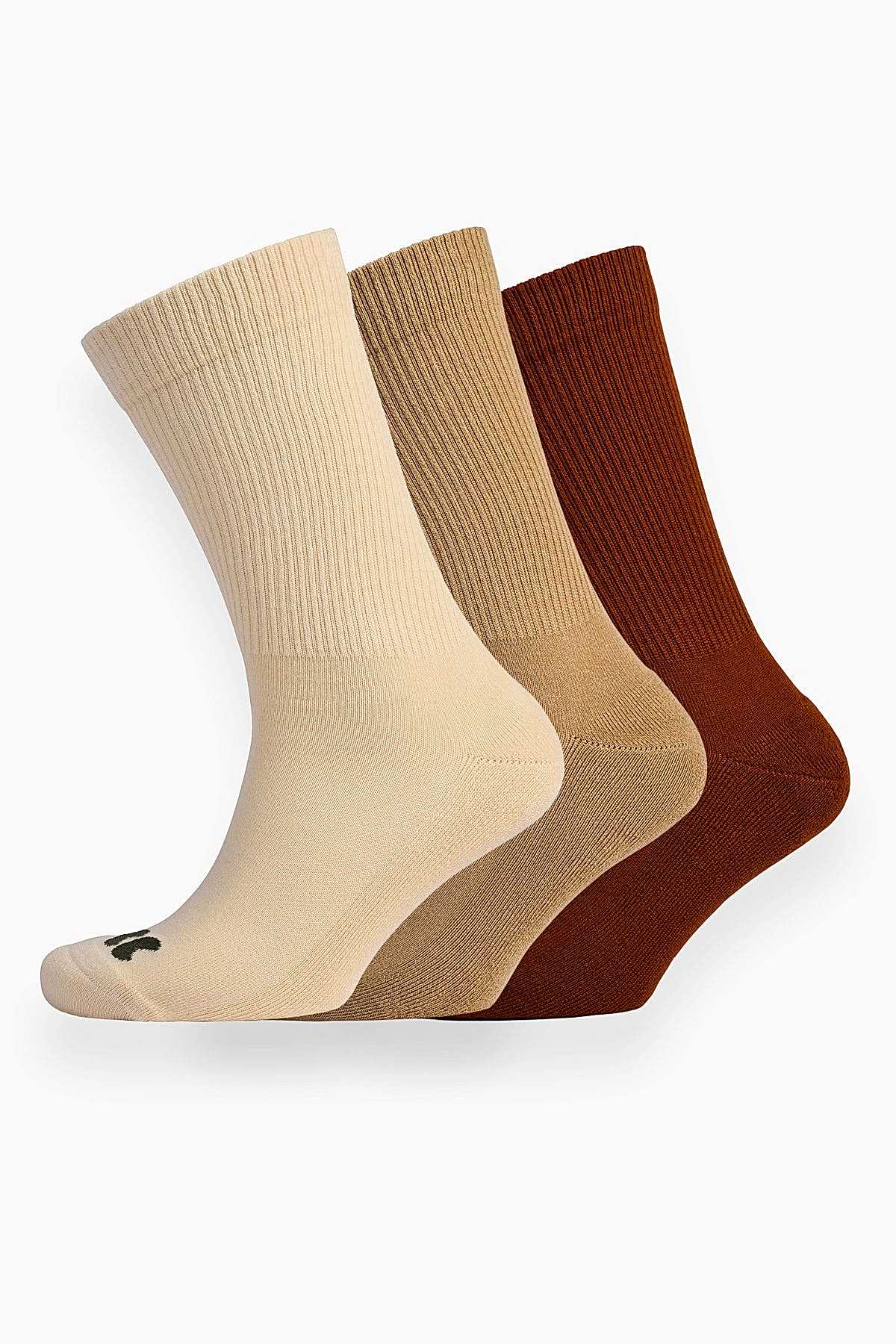 Sports Cotton Socks Calf Mixed Pack - Ecru/Beige/Cinnamon